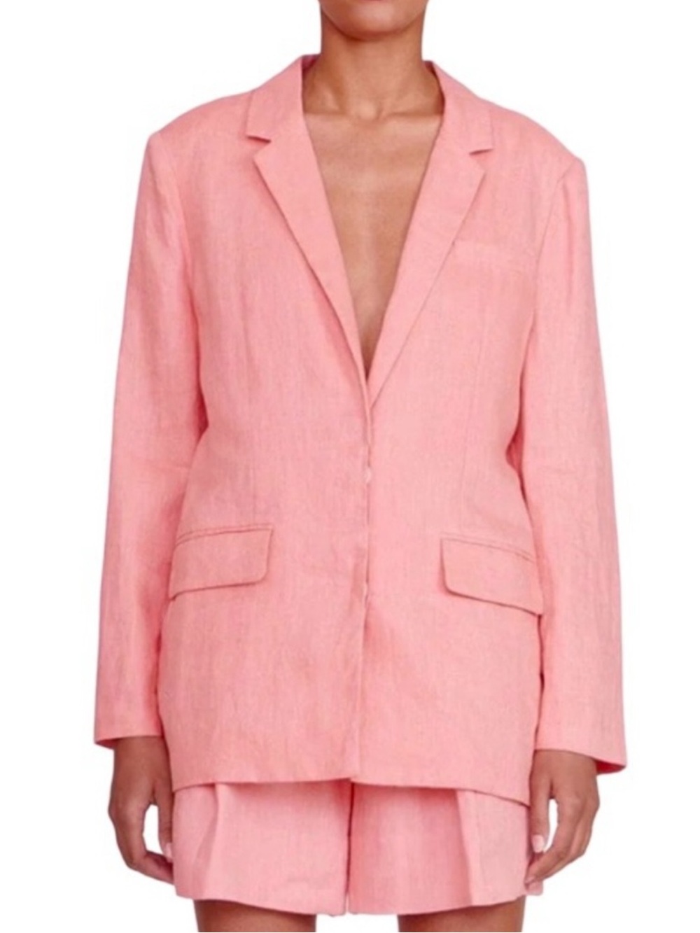 STAUD PINK LINEN BLAZER